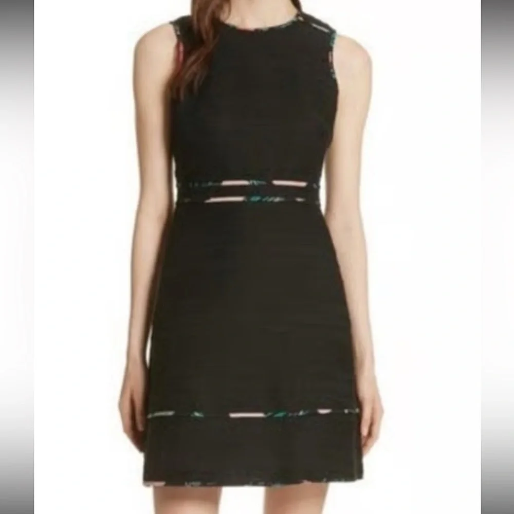 NWT Kate spade fitted blossom tweed black dress black size 8